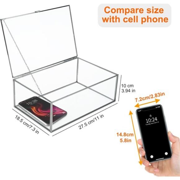 Vintage Glass Box with Lid - Clear Jewelry Glass Display Box - Picture 3 of 7